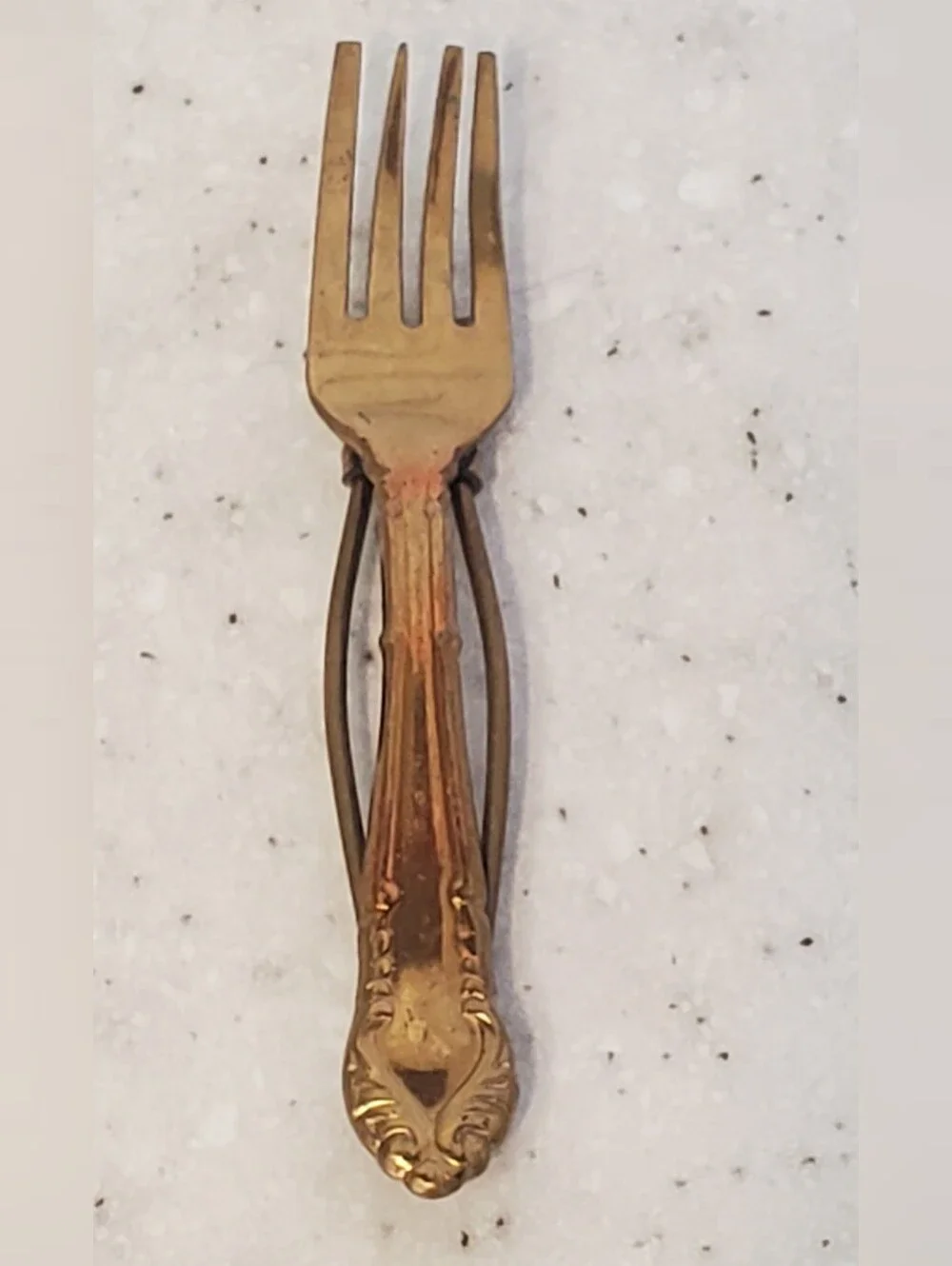 Vintage MCM Gold Tone Fork Hair Barrette Clip Mid Century Estate Find 2.5